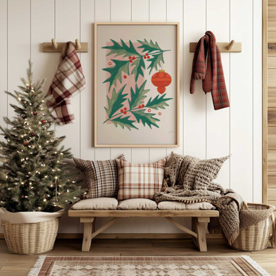 10" x 8" Christmas Greenery II Print in a Opaque White Frame