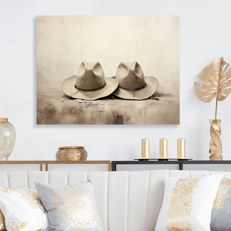 Minimalisme Cowboy Hats - Cowboys, impression sur métal, H 30 po x l 40 po