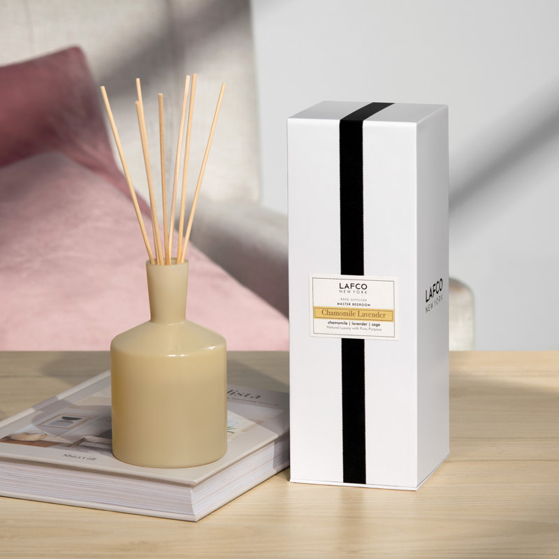 Reed Diffuser, Chamomile Lavender, Caramel, 5.5" H x 3" W x 3" D