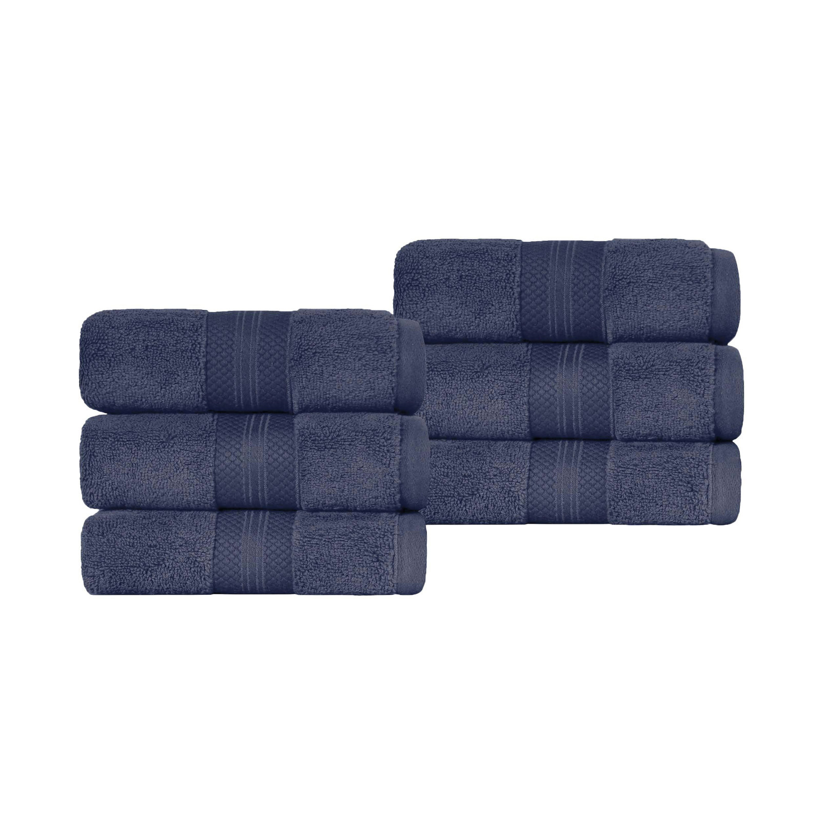 Finnian Ultra-Plush Heavyweight, 100% Turkish Towel Collection, Crown Blue, Hand Towels - 6 Pack