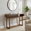 Console Adonia Modern en bois de manguier et en travertin avec tablette ouverte et design courbé - 42 po