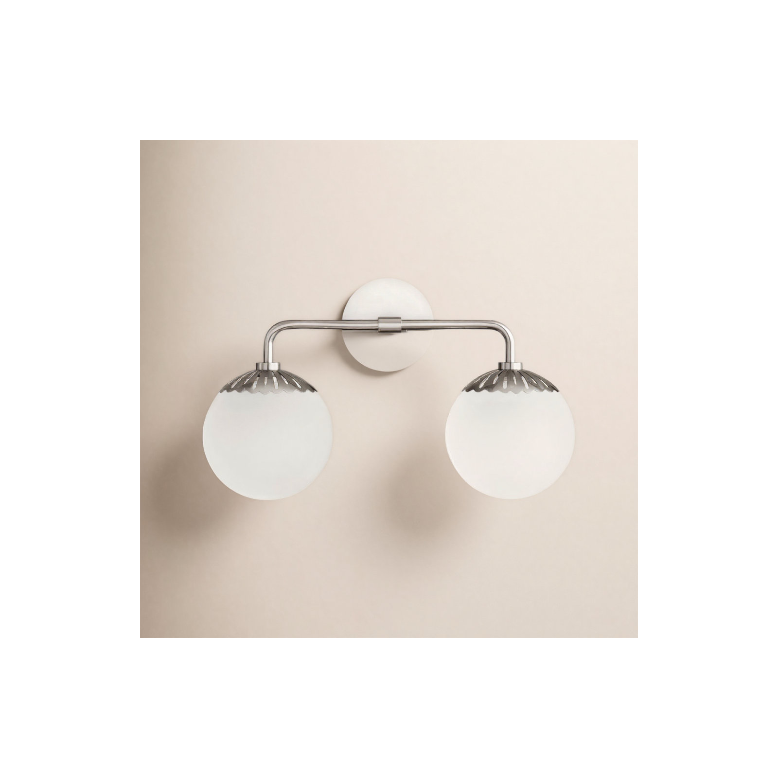 Deniaud 2 Light Frosted Vanity Light, Polished Nickel