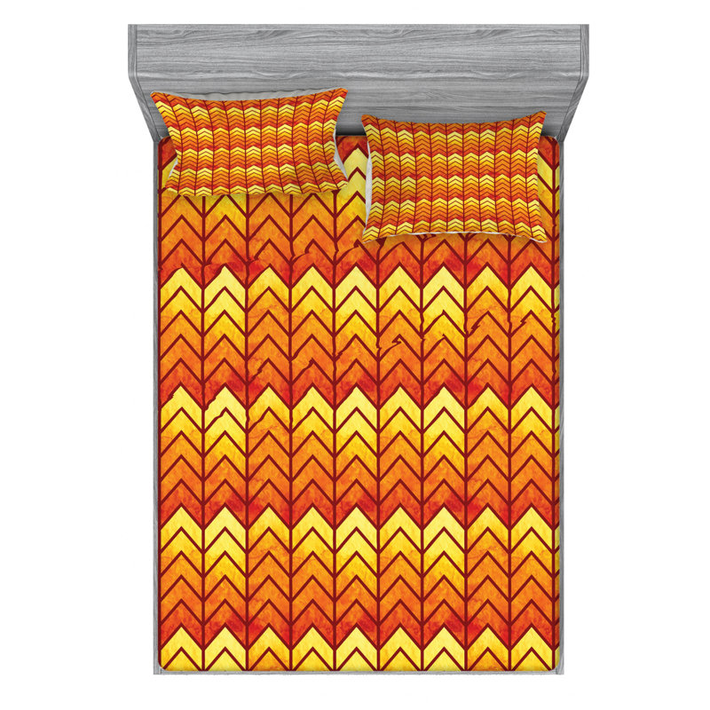 Microfiber Chevron Sheet Set, Queen Sheet Set with Fitted Sheet