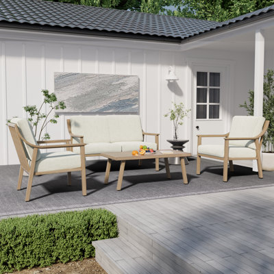 Ensemble de conversation d'extérieur en aluminium 4 pièces avec causeuse et fauteuils Vishali