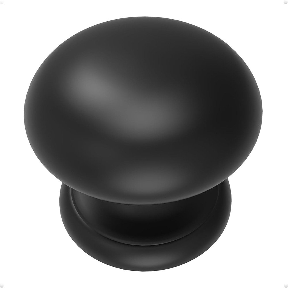 Trust4care 8-Pack Matte Black Large Cabinet Knobs – Wide Base Backplates, 1-1/2 Inch Diameter, For Bifold Doors, Drawers & Wardrobes