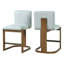 Ensemble de 2 tabourets de bar modernes en bois massif à hauteur de comptoir de 24 po, chaise d'îlot de cuisine rembourrée en lin-125536056