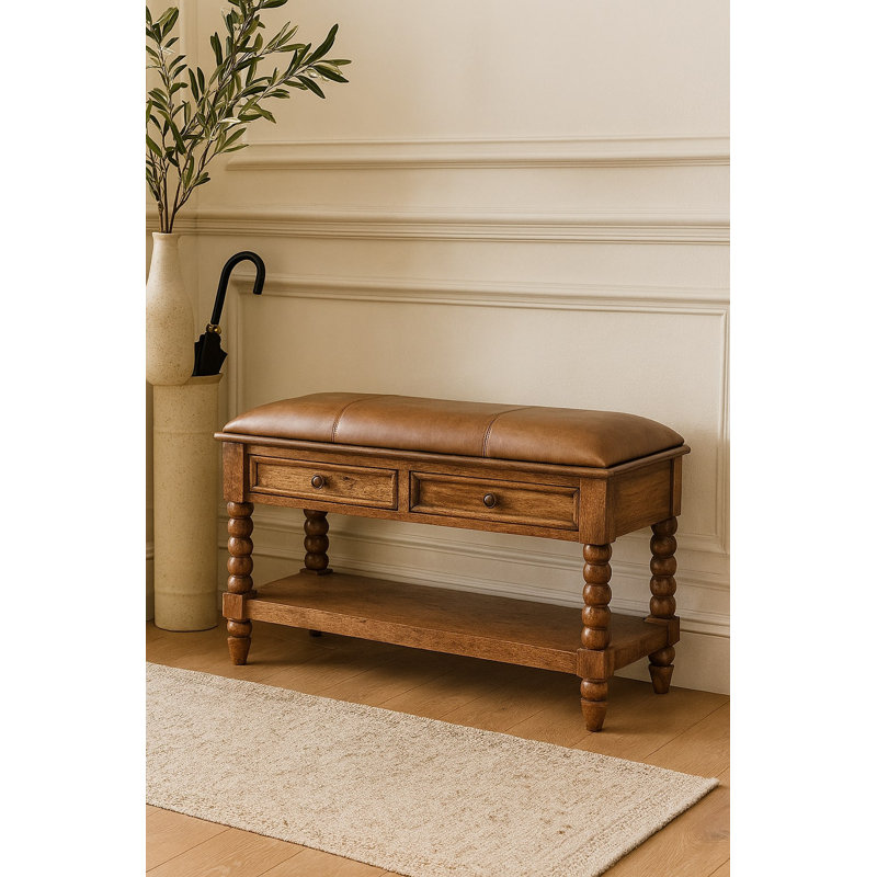 Leather Spindle Bench