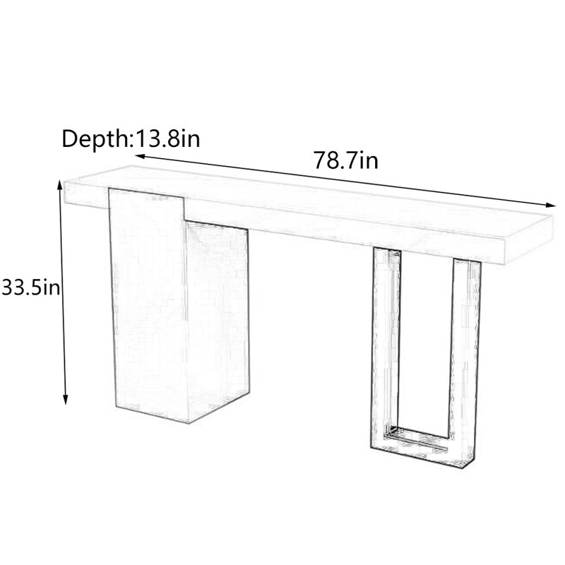 Console artistique de luxe, H 33,5 po x l 78,7 po x P 13,8 po