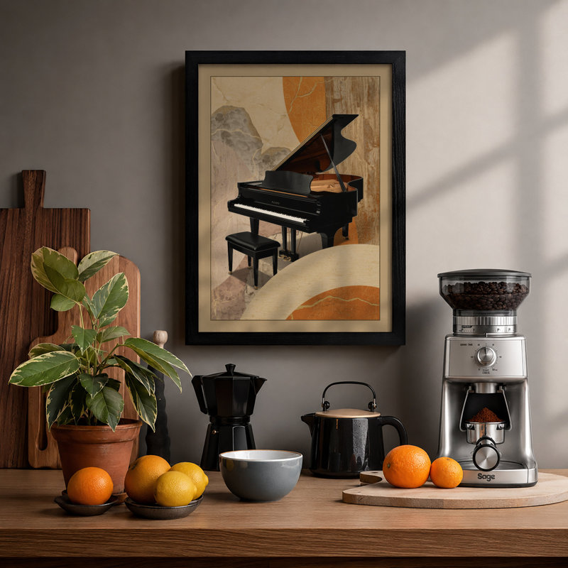 Piano In Geometry Modern - Print, A1 - 84.1 x 59.4 cm, Black