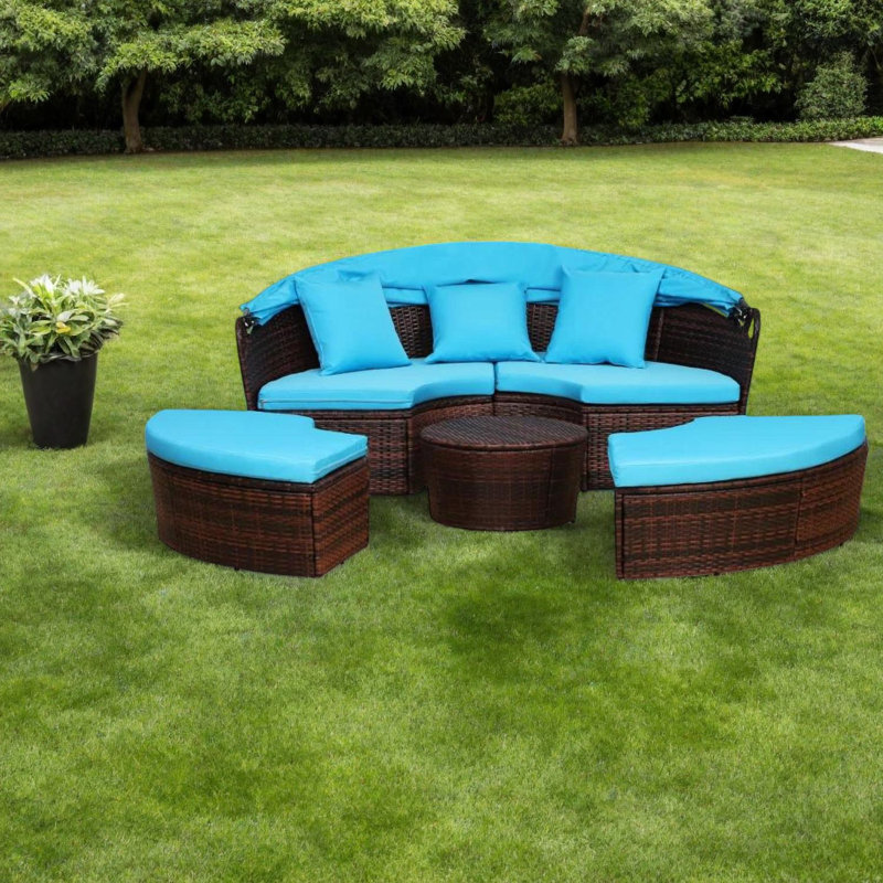 Multifunctional Patio Sofas Set With Metal Frame, Modern Style For Outdoor Use