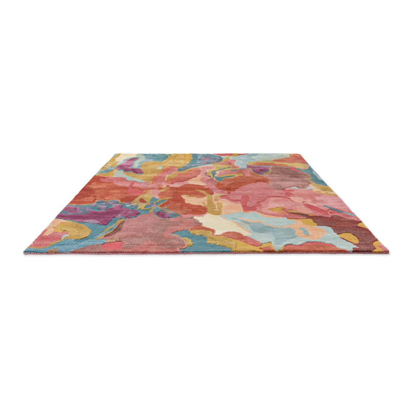 Foresta Hand Tufted Wool/Viscose Abstract Area Rug in Rosewood/Huckleberry, Rectangle 4'7" x 6'7"