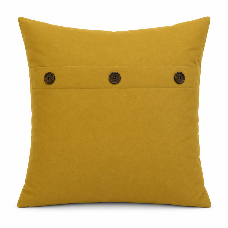 Solid Button Down Blend 20" Throw Pillow, Gold