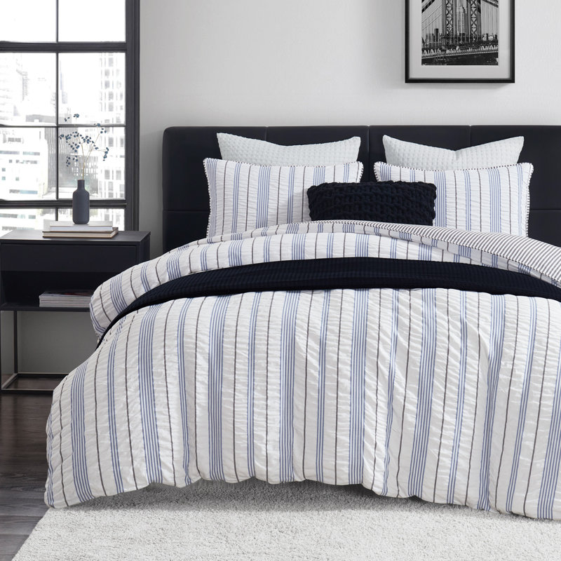Ensemble de couette Seersucker, Housse de couette très grand + 2 taies décorativ