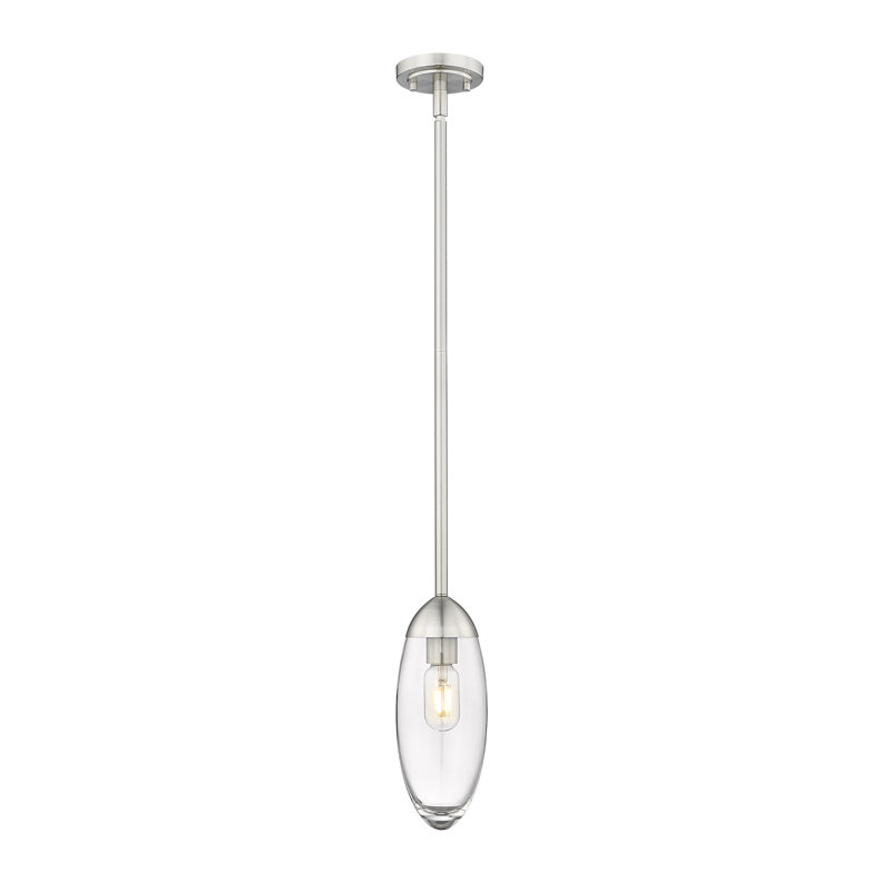 Luminaire suspendu en forme de goutte à 1 lumière Trumbauersville, Nickel brossé