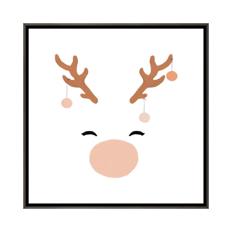 Deer & Baubles par Orara studio, reproduction d’art, H 37 po x l 37 po x P 1,5 po, Cadre en bois rustique foncé, Pas de tapis