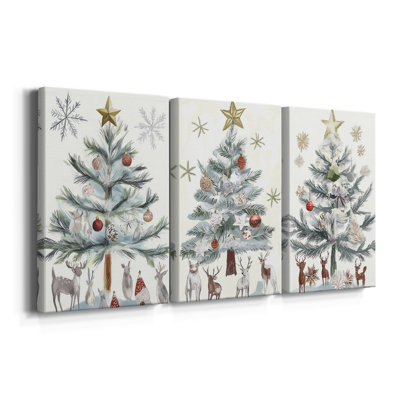 Christmas Holiday Art CECX - Toile tendue avec châssis sur mesure - 3 pièces