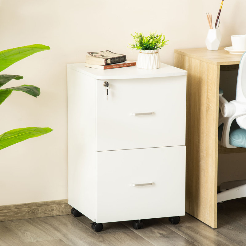Jyiah 17'' Wide 2 -Drawer Mobile File Cabinet, White