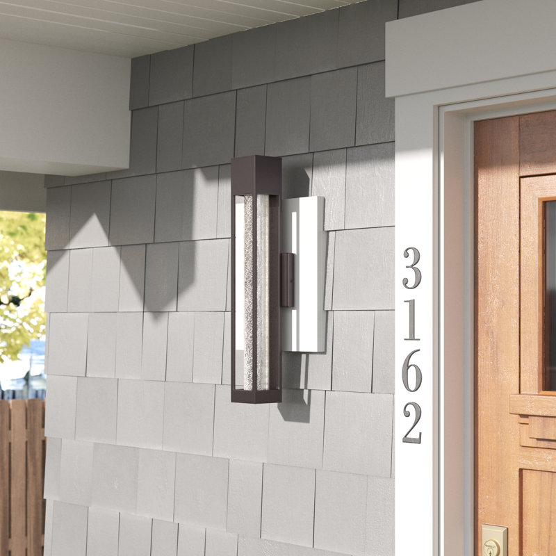 Vapor Crackled Glass Outdoor Armed Sconce, Bronze, 21" H x 4.75" W x 3.75" D