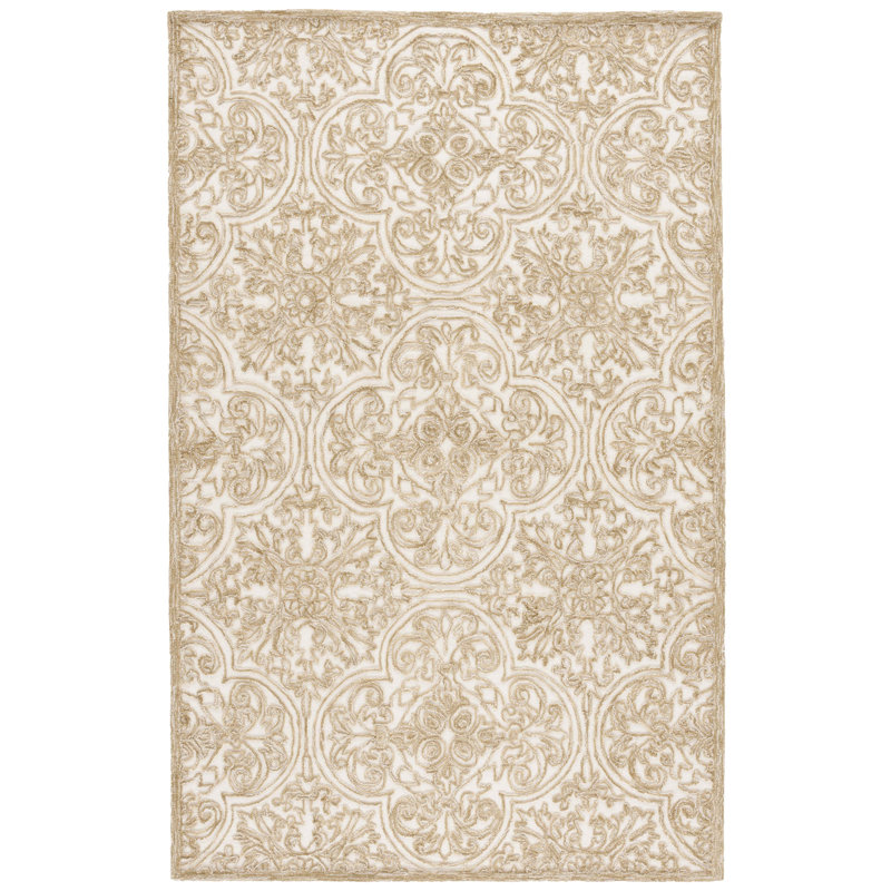 Msr Trace Hand Tufted Wool; Cotton With Latex Damask Rug, Rectangle 5' x 8'