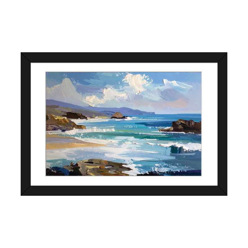 «Sky to Sea I», reproduction d'art murale - papier d'art encadré, 24 po x 32 po, Papier encadré, Noir