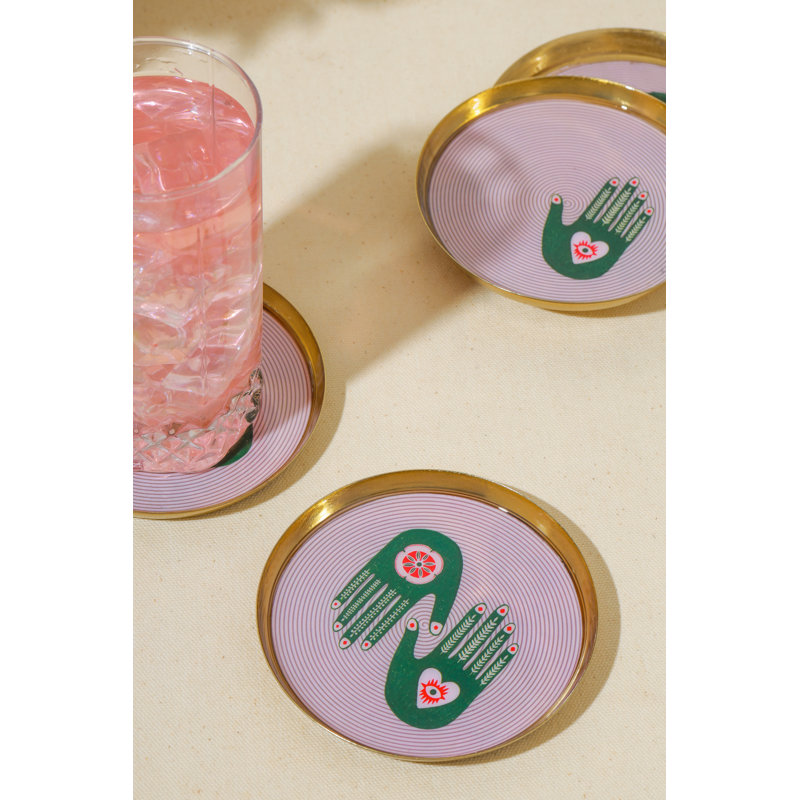 Mystical Hands Metal Coaster Set