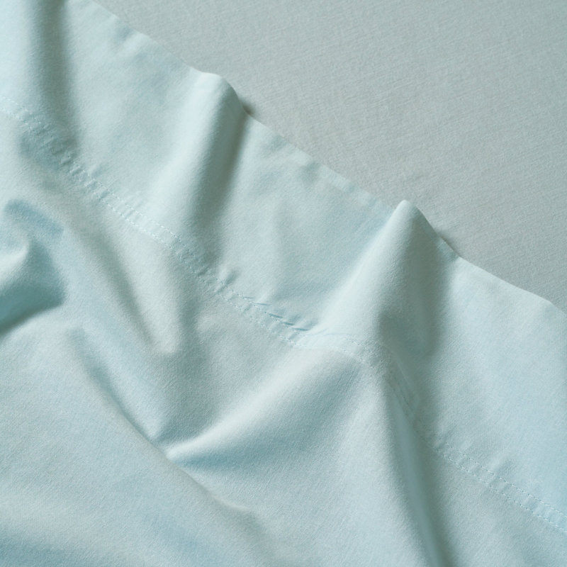 Carmen 100% Cotton Vintage Wash Boho Solid Deep Pocket Lightweight Percale Sheet Set, Blue