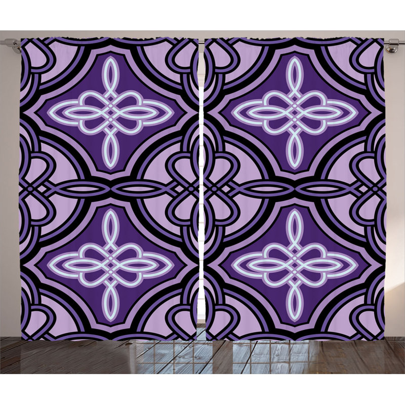 Celtic Abstract Semi-Sheer Rod Pocket Curtain Panels, 54" x 108"