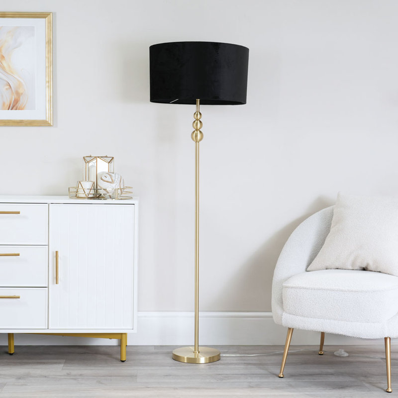Randalia 145cm Traditional Floor Lamp, Brushed Gold, Black
