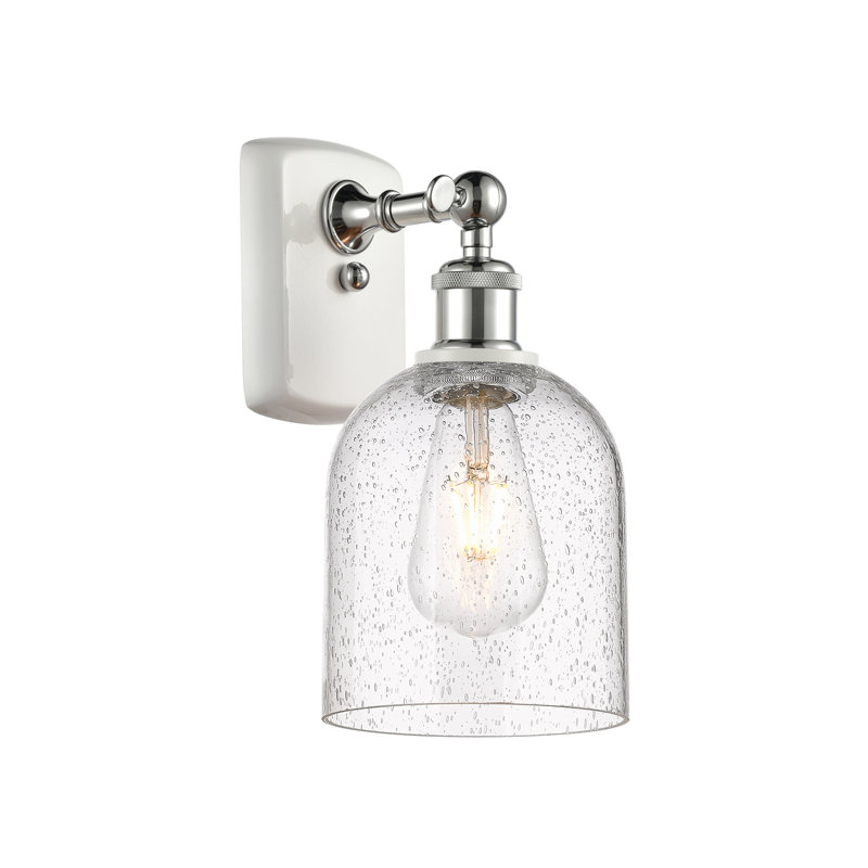 Anacaren Steel Armed Sconce, Seedy, White Polished Chrome