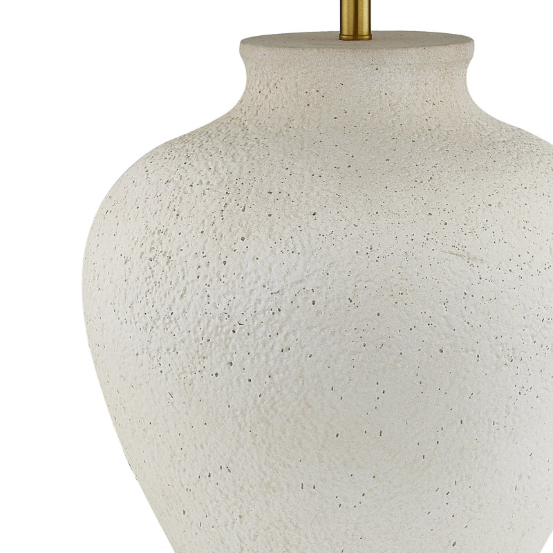 Lampe de table 28 po en résine avec abat-jour en tissu Monroe, blanc cassé