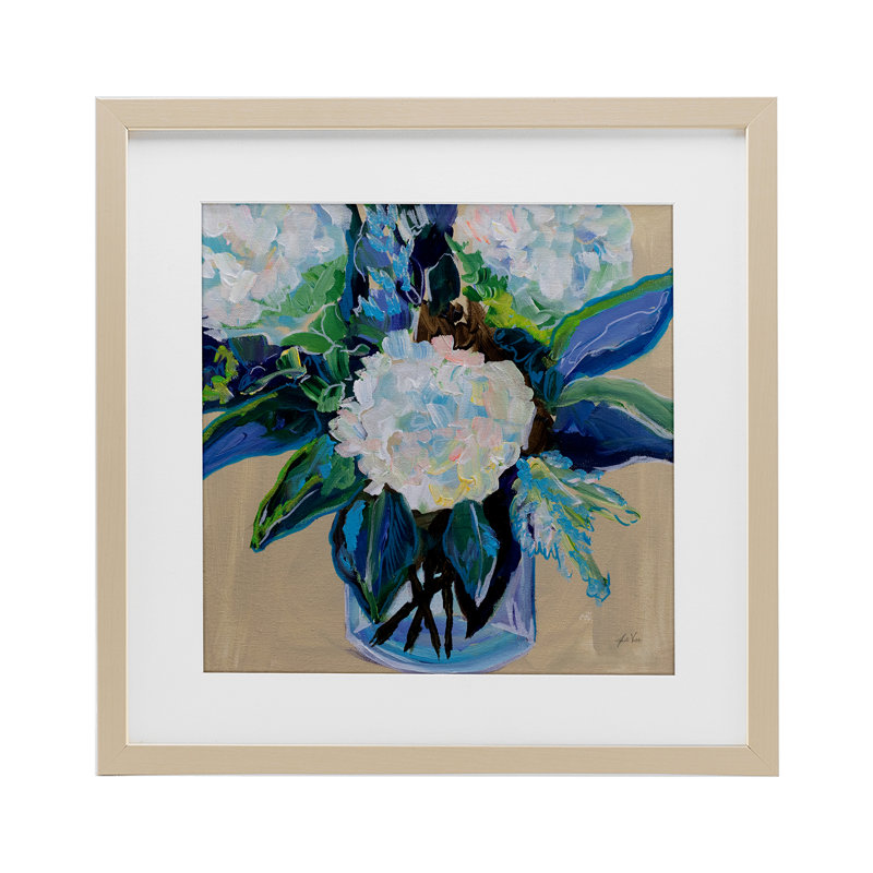 «Light Hearted Bouquet», impression par Jeanette Vertentes, Cadre de récolte en pin, H 16 po x l 16 po