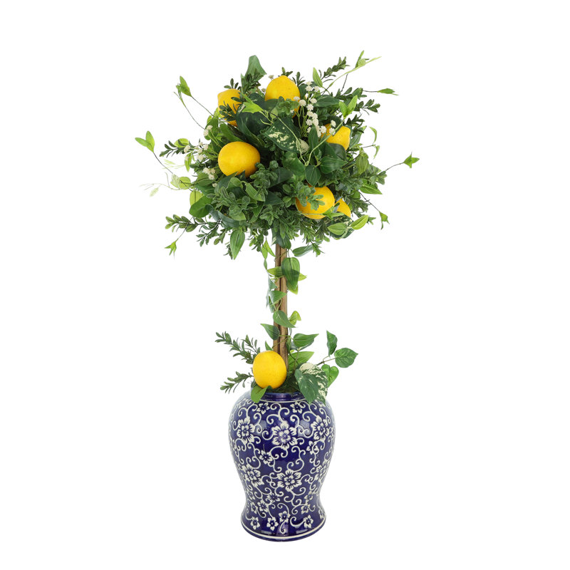 Springfield 30'' Faux Lemon Topiary in Ceramic Decorative Vase