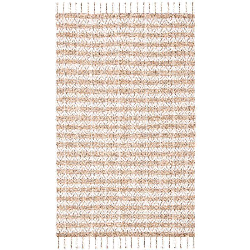 Abbeygayle Hand Woven 0.7 Jute 0.3 Cotton Striped Rug, Rectangle 3' x 5'