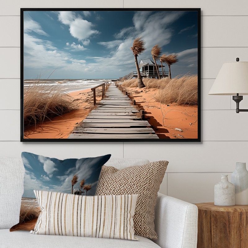 Florida Boardwalk, reproduction de photo, 16" H x 32" W, Silver Picture Framed