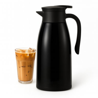 Carafe à café thermique, 57 oz / 1,7 l, distributeur de boissons chaudes 12 heures, extérieur en acier inoxydable, carafe pour liquides chauds, carafes à café pour garder le café et le thé chaud, distributeur pour les fêtes