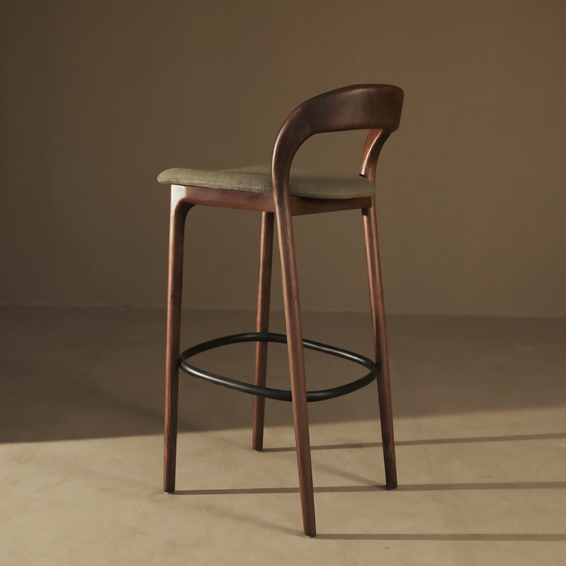 Modern And Simple Solid Wood Ash High-Legged Backrest Bar Stools, Counter Stool (25" Seat Height)