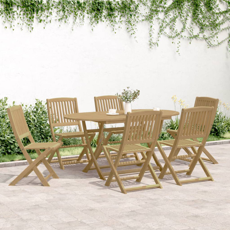 Henry Solid Wood Patio Folding Chair Folding Chair Set, 90cm H x 57cm W x 48cm D