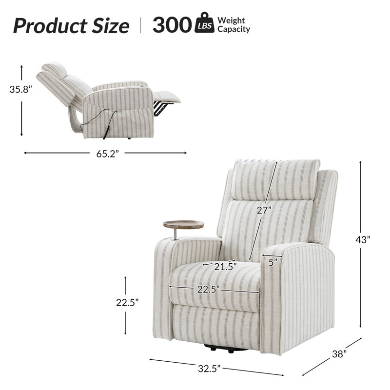 Fauteuil inclinable chauffant avec appui-tête réglable Wright Lift Assist, Gris