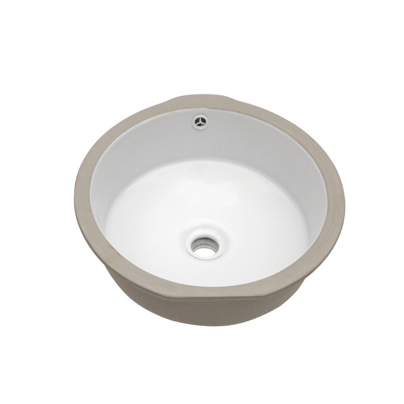 Lavabo de salle de bain rond en céramique blanc avec trop-plein 15,75 "X 15,75"