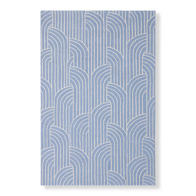 Geometric Area Rug in Denim Blue