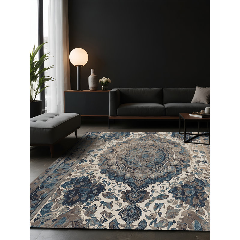 Tapis noir soyeux et moelleux, Carré 3 pi