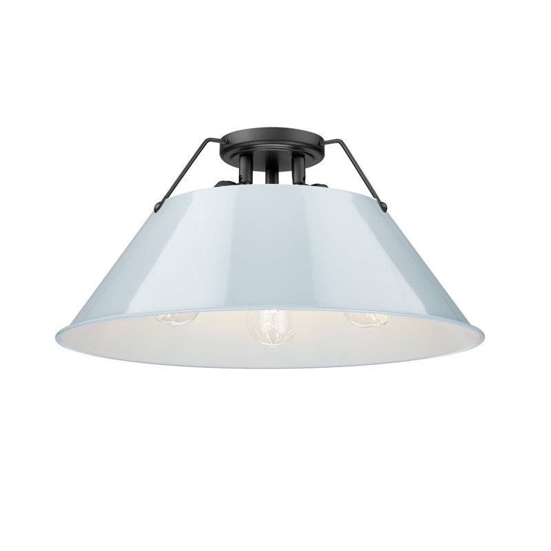 Weatherford Flush Mount, Matte Black, Dusky Blue