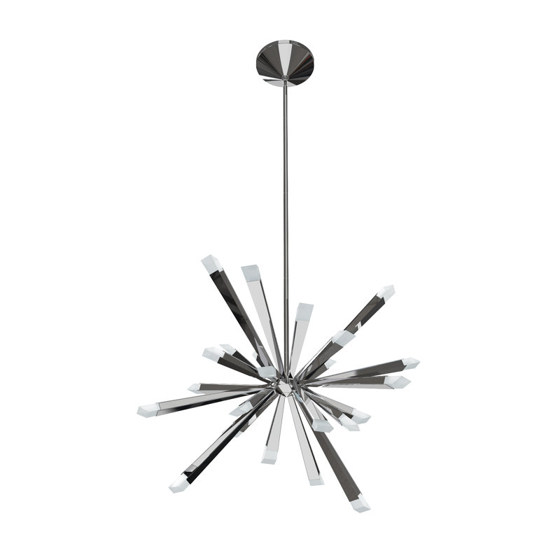 Starburst 24 - Light Sputnik Sphere LED Chandelier, Polished Chrome, 24.7" H x 39.5" W x 39.5" D