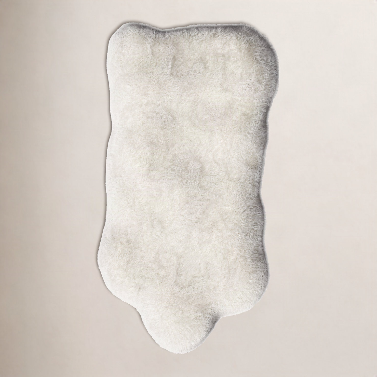 Stacey Hand-Woven Lambskin Rug, Cream