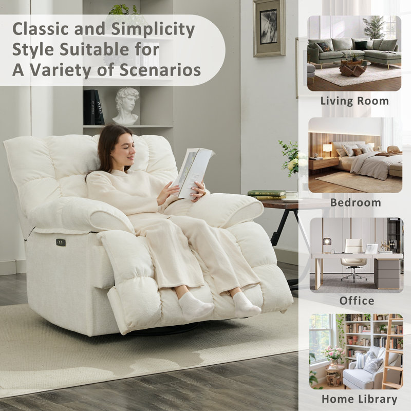 42" Oversized Swivel Rocker Recliner Chair for Living Room