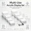 8 risers en acrylique avec mini enseignes