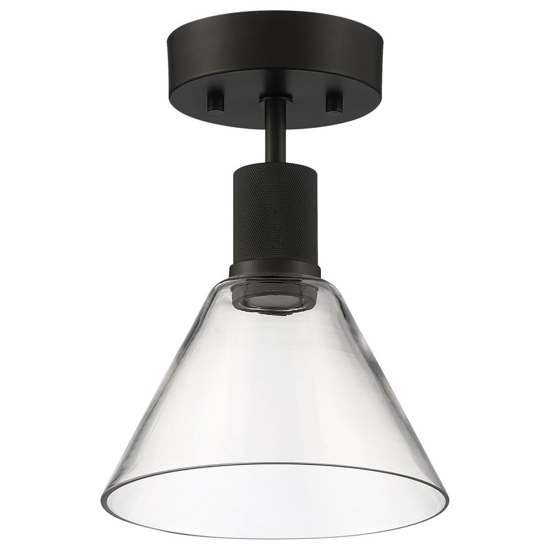 Port Nine Glass Semi Flush Mount, Matte Black
