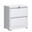 Classeur latéral blanc à 2 tiroirs avec serrure à clé, matériau laminé à froid, fonctionnement silencieux, classeur horizontal en acier Interlock, construction, dossiers réglables, glissières-131255677