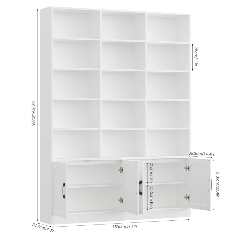 59.1" W 15-Cube Wood Bookcase, White