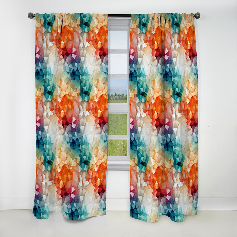 Colourful Playful Polyhedral Wonders - Abstract Geometric Blackout Curtain - 1 Panels, 52" W x 63" L